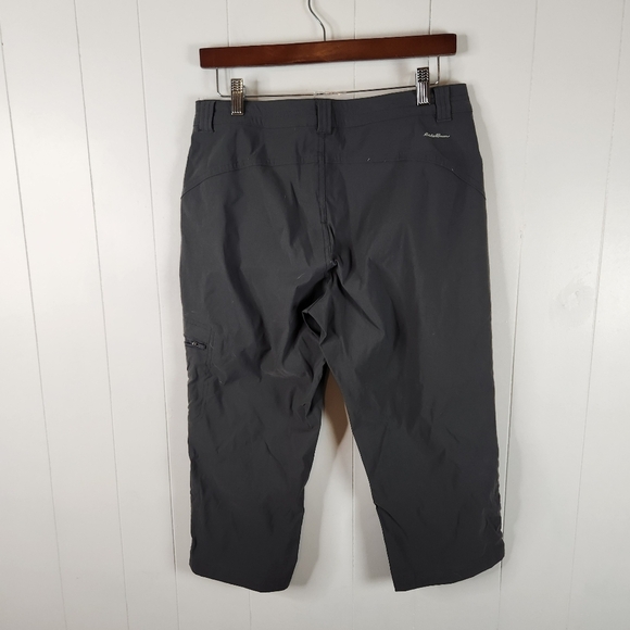 Eddie Bauer Gray Cropped Capri Pants Mid Rise Nylon Stretch Size 6 Hiking Gorp - Picture 2 of 16